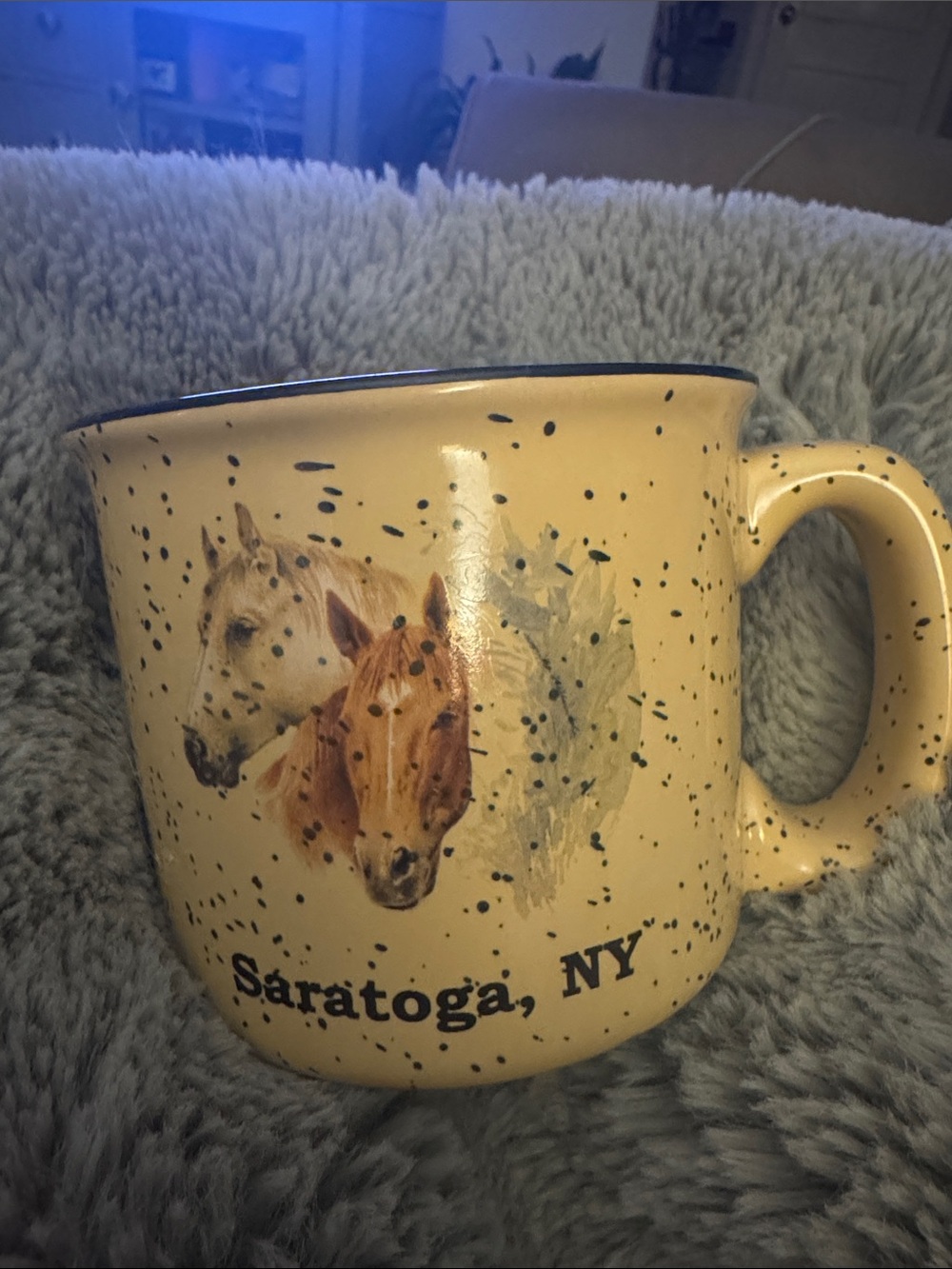 Saratoga NY Horse Accent Ceramic Mug - Yellow Speckled